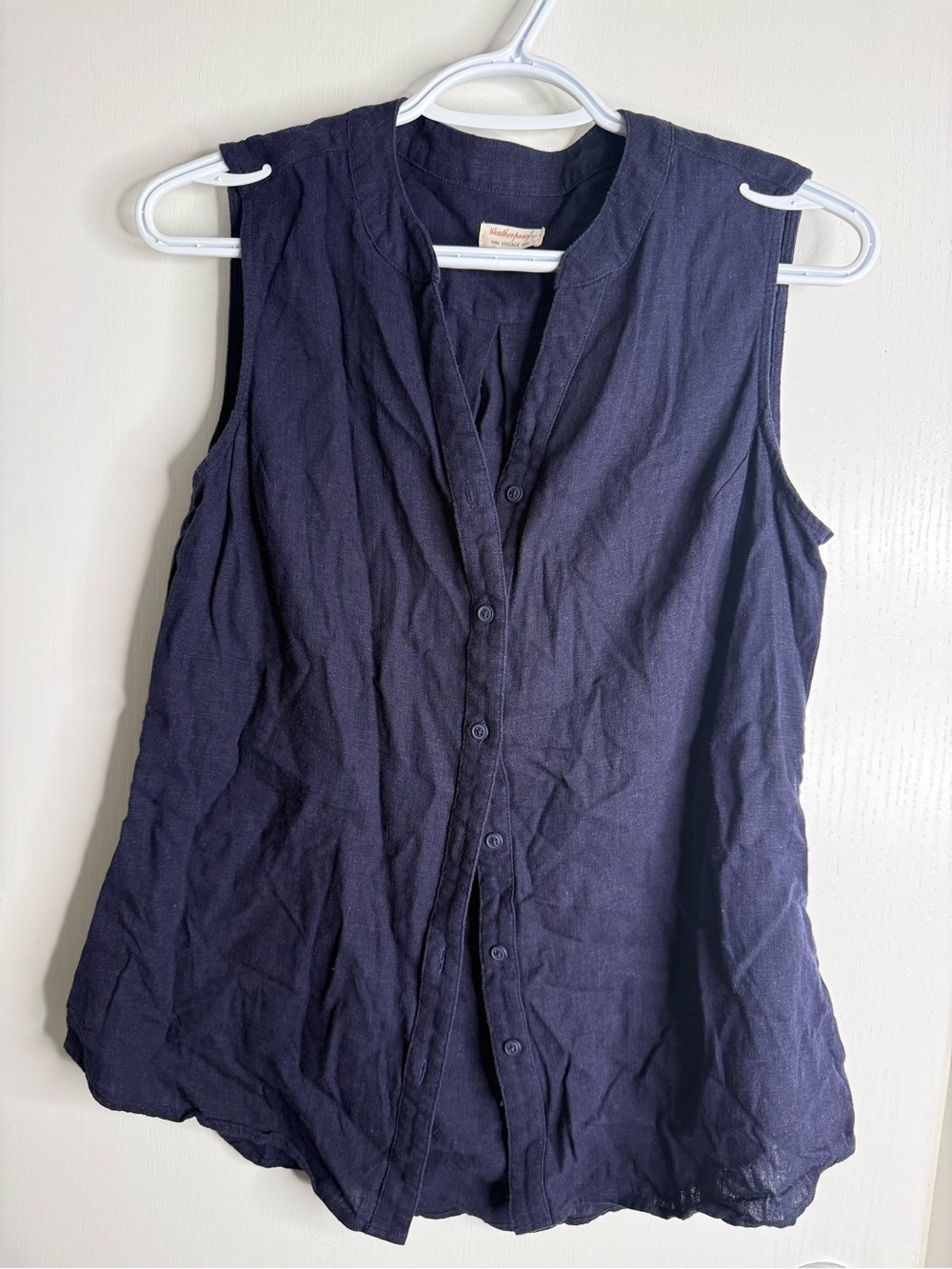Weatherproof Vintage Sleeveless Navy Button-Front Top